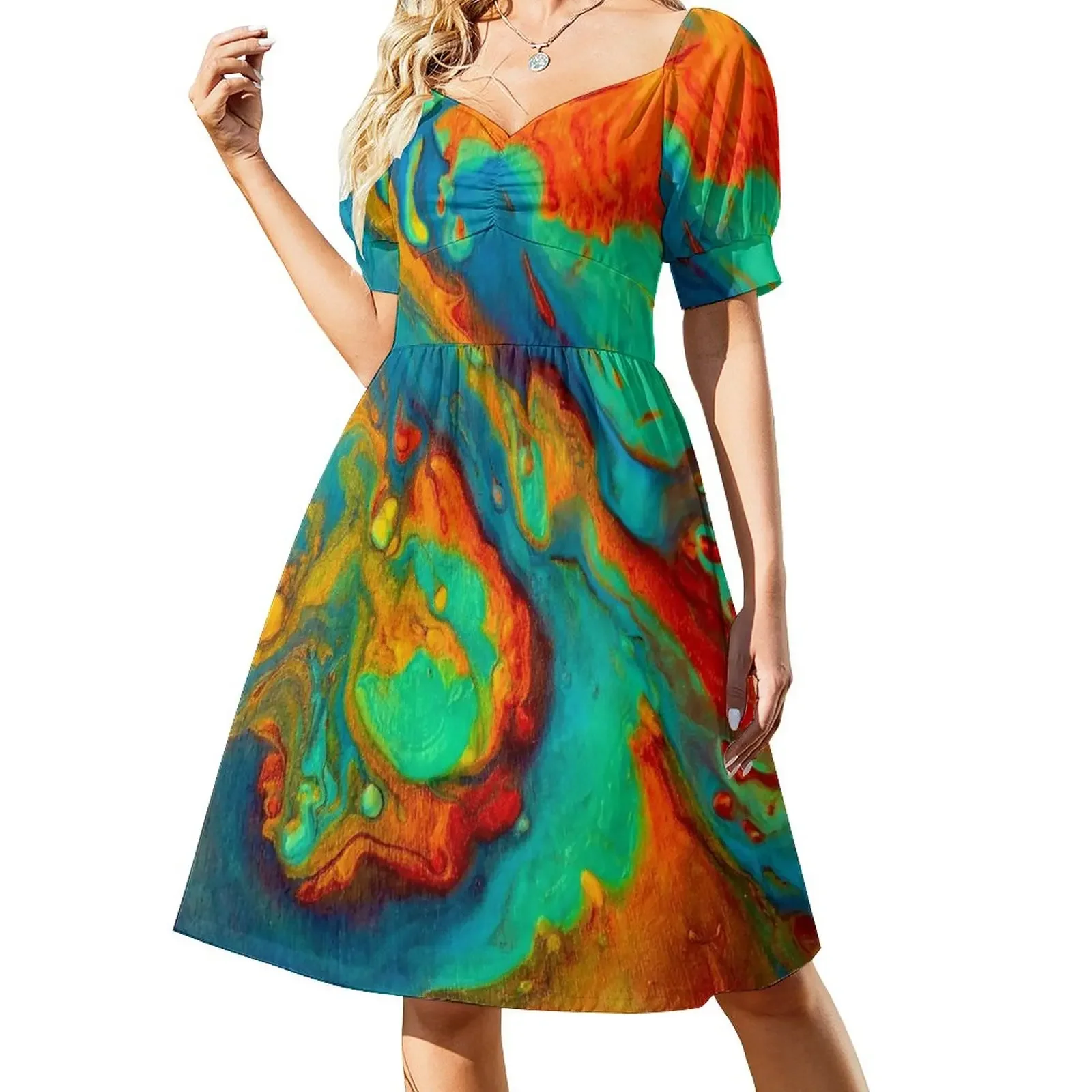 Patina Swirl Short-Sleeved Dress Bridesmaid dress woman summer women's suit women's evening dress 2025 women
Patina Swirl Short-Sleeved Dress Bridesmaid dress woman summer women's suit women's evening dress 2025 women