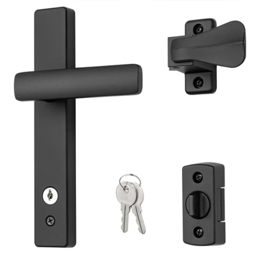 EL Keyed Lever Mount Latch with Deadbolt, Surface Mount Storm Door Handle Replacement, 2 Posts with Tie Down Screw
EL Keyed Lever Mount Latch with Deadbolt, Surface Mount Storm Door Handle Replacement, 2 Posts with Tie Down Screw