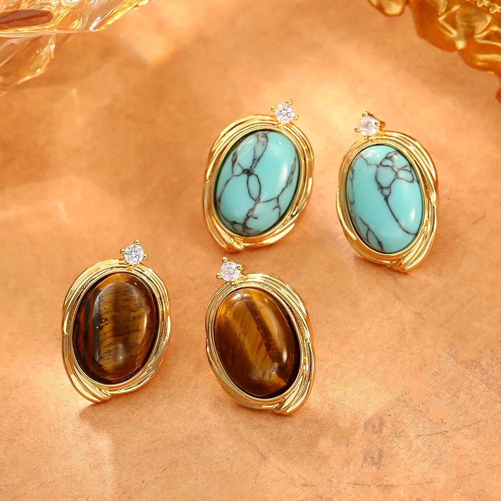 Retro tiger eye stone earrings, light luxury and high-end zircon oval earrings, niche design, fashionable and versatile earrings
Retro tiger eye stone earrings, light luxury and high-end zircon oval earrings, niche design, fashionable and versatile earrings