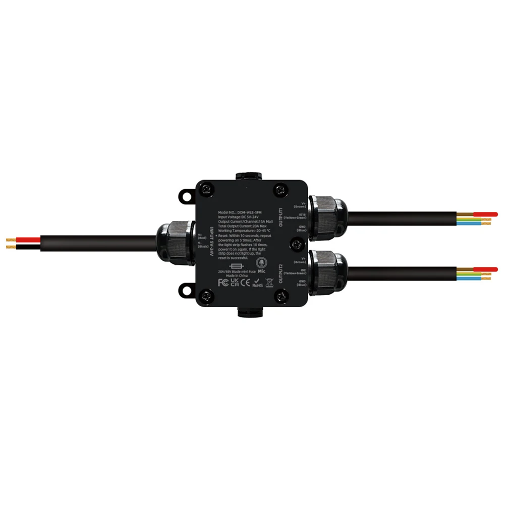 WiFi RGB Driver IP65 LED Controller Made Of PC Material 20A Max Output Stable WiFi Connectivity Over 100 Dynamic Modes