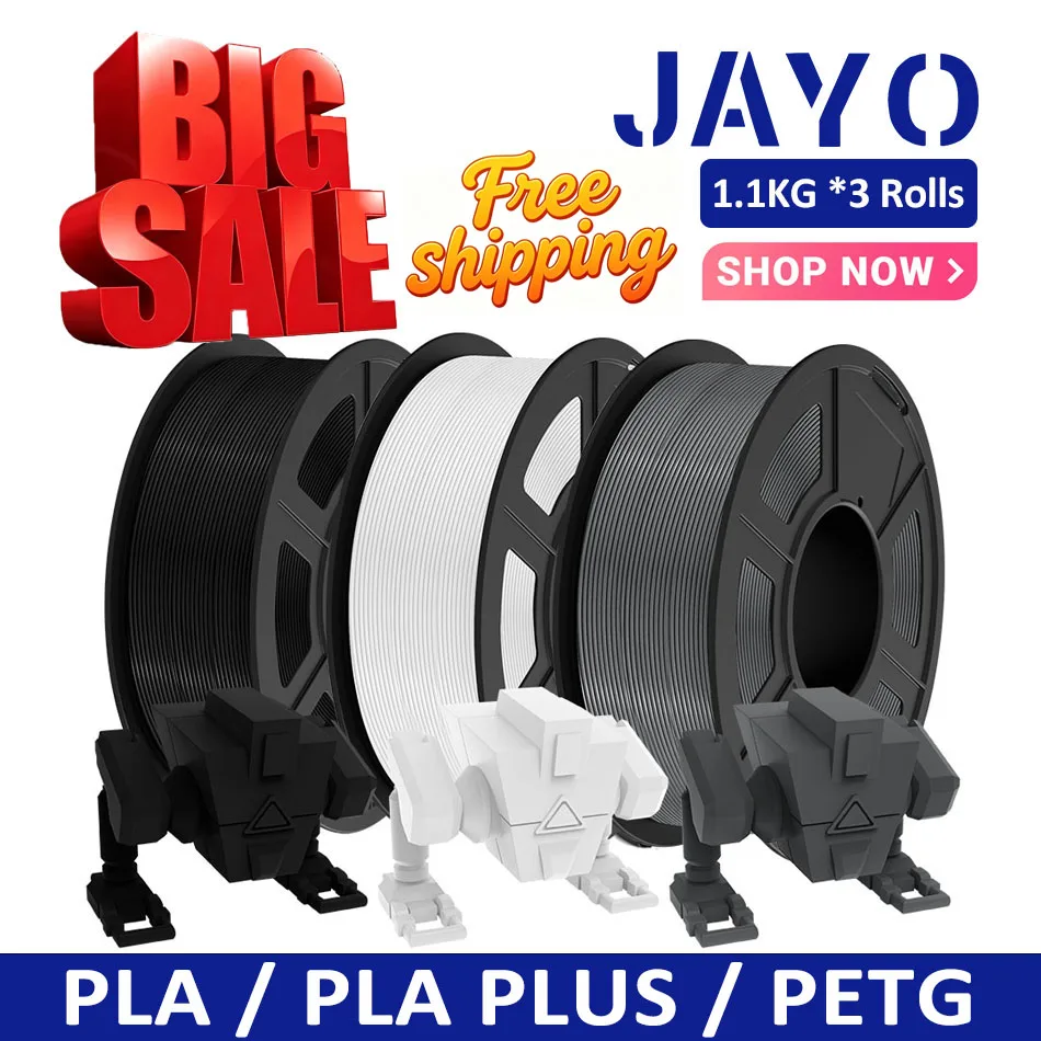 JAYO PLA/PLA Plus/PETG 3D Printer Filament 3 Rolls/set 1.75MM 3D Printing Materials Black/White/Grey Free Shipping
JAYO PLA/PLA Plus/PETG 3D Printer Filament 3 Rolls/set 1.75MM 3D Printing Materials Black/White/Grey Free Shipping
