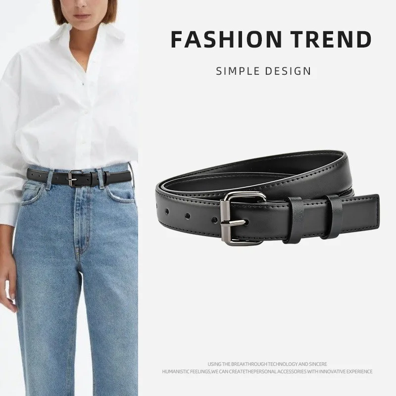 Pin buckle genuine leather belt for women, high-end versatile jeans decoration, trendy black belt for women
Pin buckle genuine leather belt for women, high-end versatile jeans decoration, trendy black belt for women