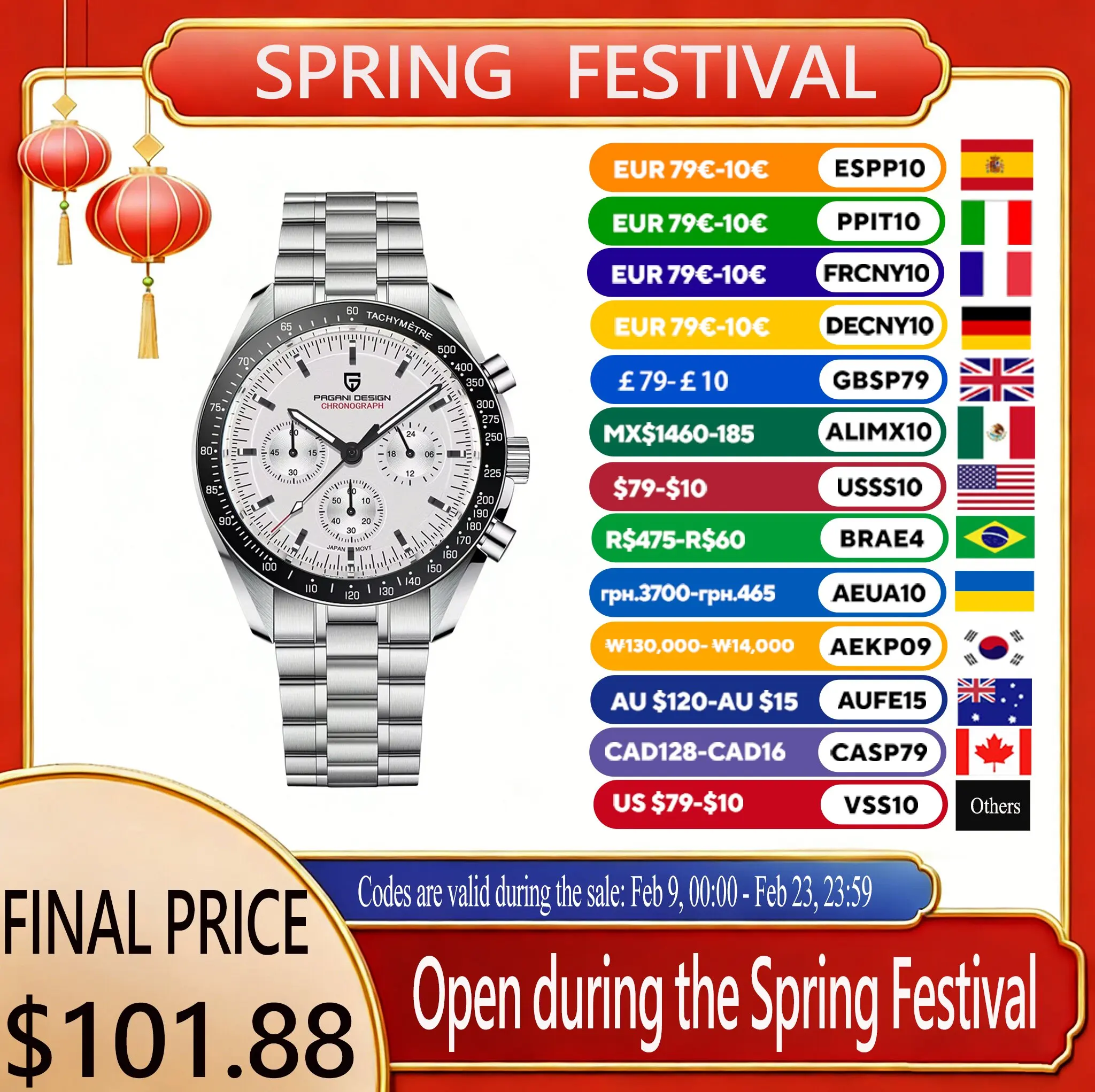 2026 Новые мужские часы PAGANI DESIGN Роскошные кварцевые часы для мужчин VK63 Хронограф AR Сапфировое зеркало Керамический безель Светящиеся часы
2026 Новые мужские часы PAGANI DESIGN Роскошные кварцевые часы для мужчин VK63 Хронограф AR Сапфировое зеркало Керамический безель Светящиеся часы