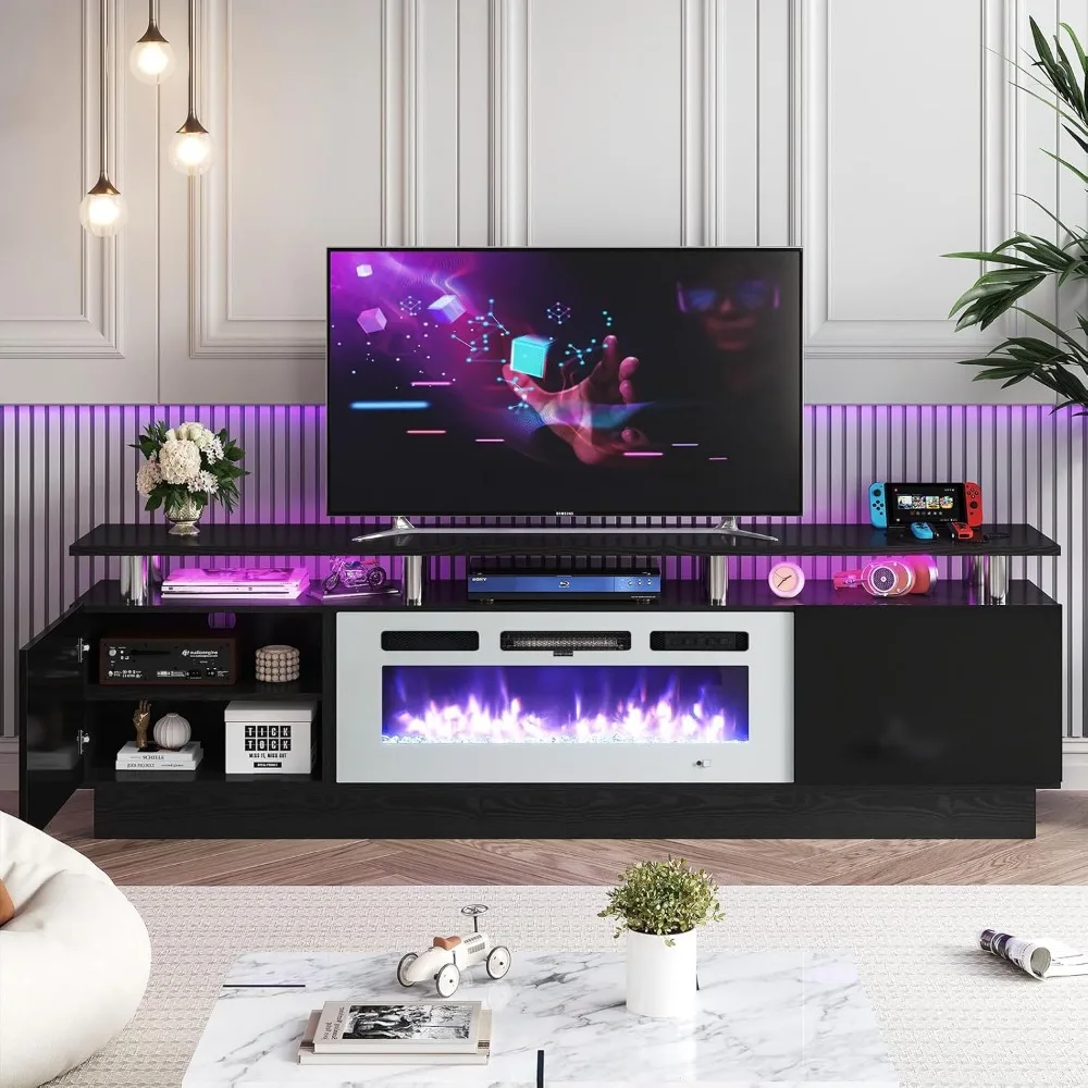 Fireplace TV Stand with Two Hinged Doors for TVs UP to 90", Modern Electric Fireplace Entertainment Center with LED Lights
Fireplace TV Stand with Two Hinged Doors for TVs UP to 90", Modern Electric Fireplace Entertainment Center with LED Lights