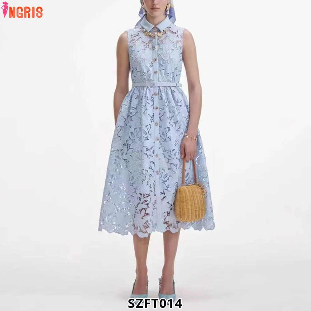 Dresses 2025 Summer Fashion Elegant Lapel Single-Breasted With Belt Sleeveless Midi Dress-SZFT014
Dresses 2025 Summer Fashion Elegant Lapel Single-Breasted With Belt Sleeveless Midi Dress-SZFT014