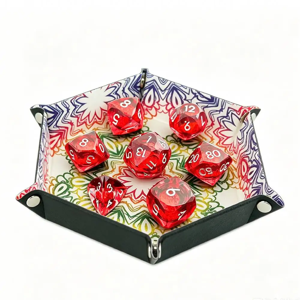 Resin Metal Dice Storage Tray Desktop Foldable Dice Tray PU Leather Hexagon Storage Tray for Dungeons & Dragons D&D RPG Player
Resin Metal Dice Storage Tray Desktop Foldable Dice Tray PU Leather Hexagon Storage Tray for Dungeons & Dragons D&D RPG Player