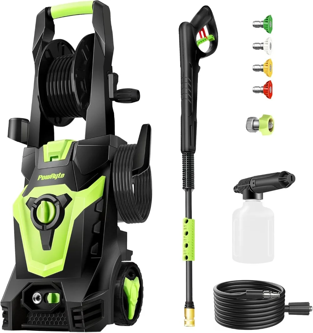 Electric Pressure Washer with Hose Reel, Foam Cannon, 4 Different Pressure Tips,3800 PSI 2.4 GPM
Electric Pressure Washer with Hose Reel, Foam Cannon, 4 Different Pressure Tips,3800 PSI 2.4 GPM