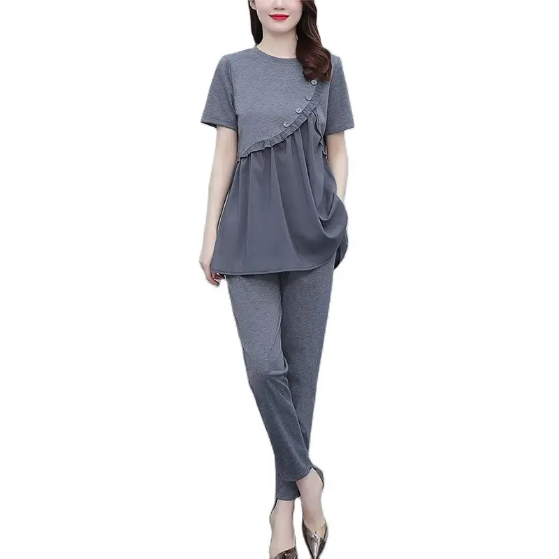Summer fashion suit women's summer 2022 new temperament large size short-sleeved two-piece pants trend A891
Summer fashion suit women's summer 2022 new temperament large size short-sleeved two-piece pants trend A891