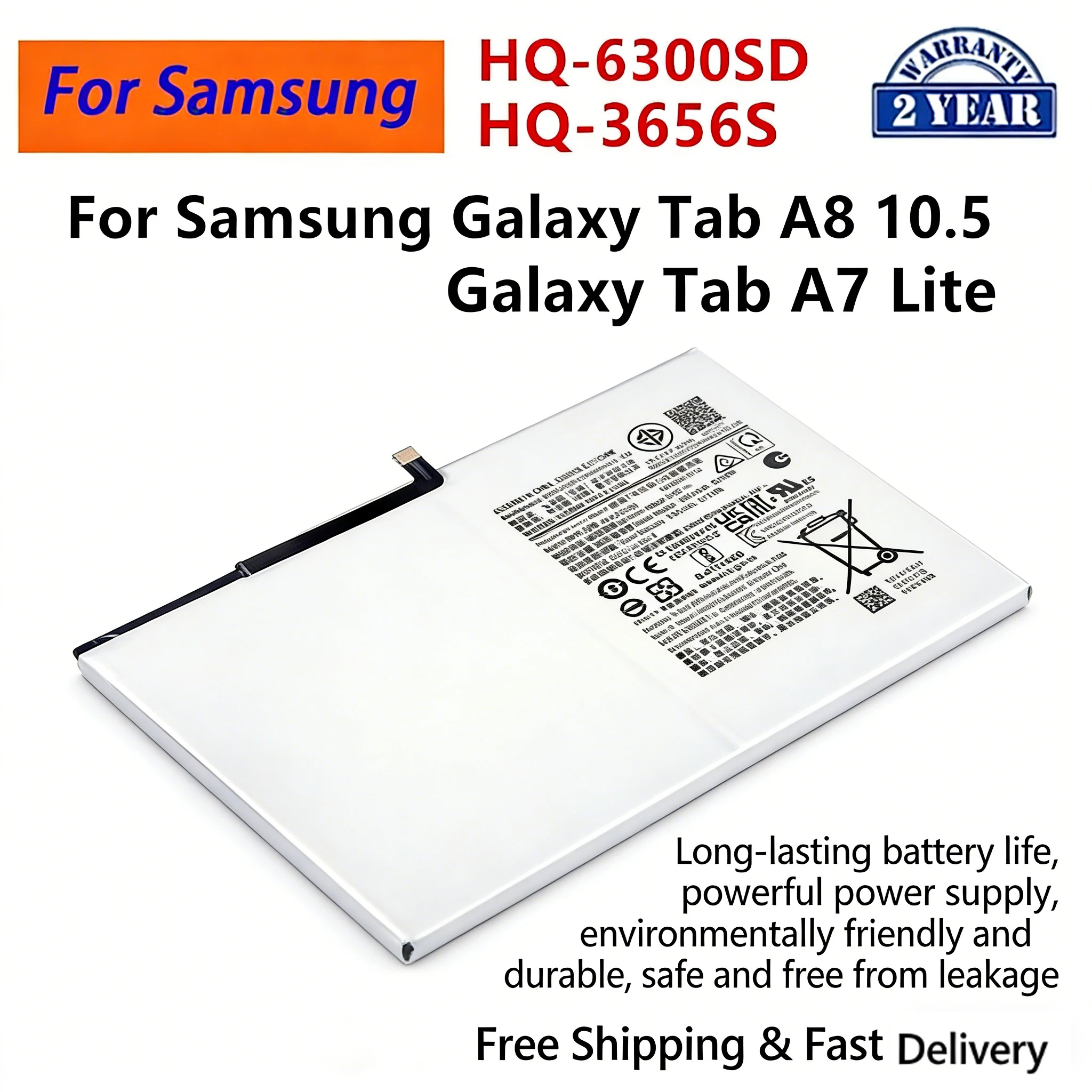 HQ-6300SD HQ-6300NA Replacement Battery for Samsung Galaxy Tab A8 10.5 2021 A7 Lite 8.7 SM-X200 SM-T220 High Capacity Battery
HQ-6300SD HQ-6300NA Replacement Battery for Samsung Galaxy Tab A8 10.5 2021 A7 Lite 8.7 SM-X200 SM-T220 High Capacity Battery