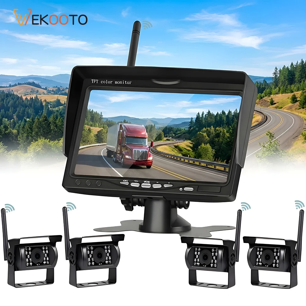 Wireless Backup Camera 7" HD LCD Monitor Waterproof Night Vision Reverse Rear View Camera for Truck Bus Trailer Excavator RV Van
Wireless Backup Camera 7" HD LCD Monitor Waterproof Night Vision Reverse Rear View Camera for Truck Bus Trailer Excavator RV Van