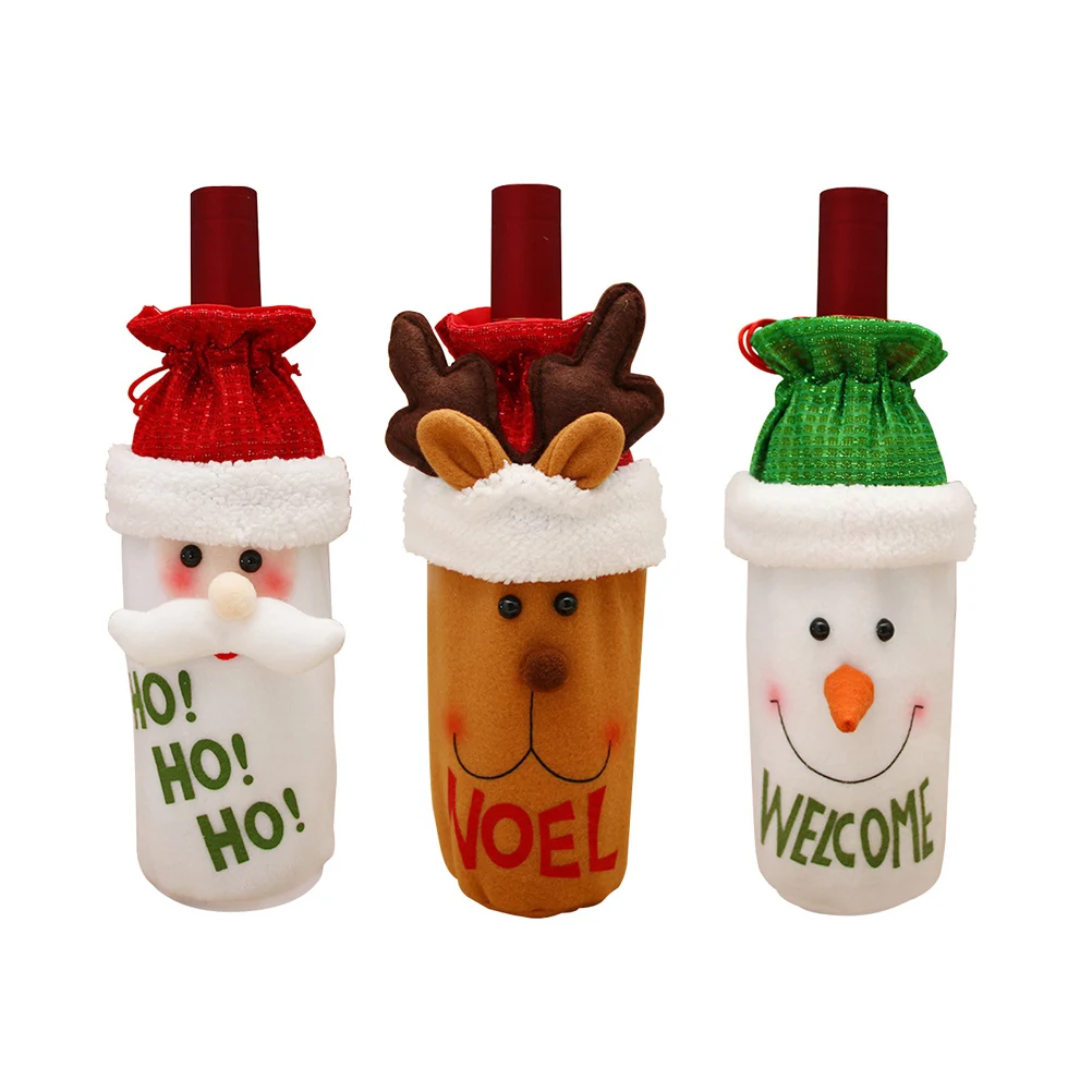 3 pcs Red Bottle Bag Short Handmade Drawstring Santa Claus Cover Deer Snowman Christmas Table Decor Gifts
3 pcs Red Bottle Bag Short Handmade Drawstring Santa Claus Cover Deer Snowman Christmas Table Decor Gifts