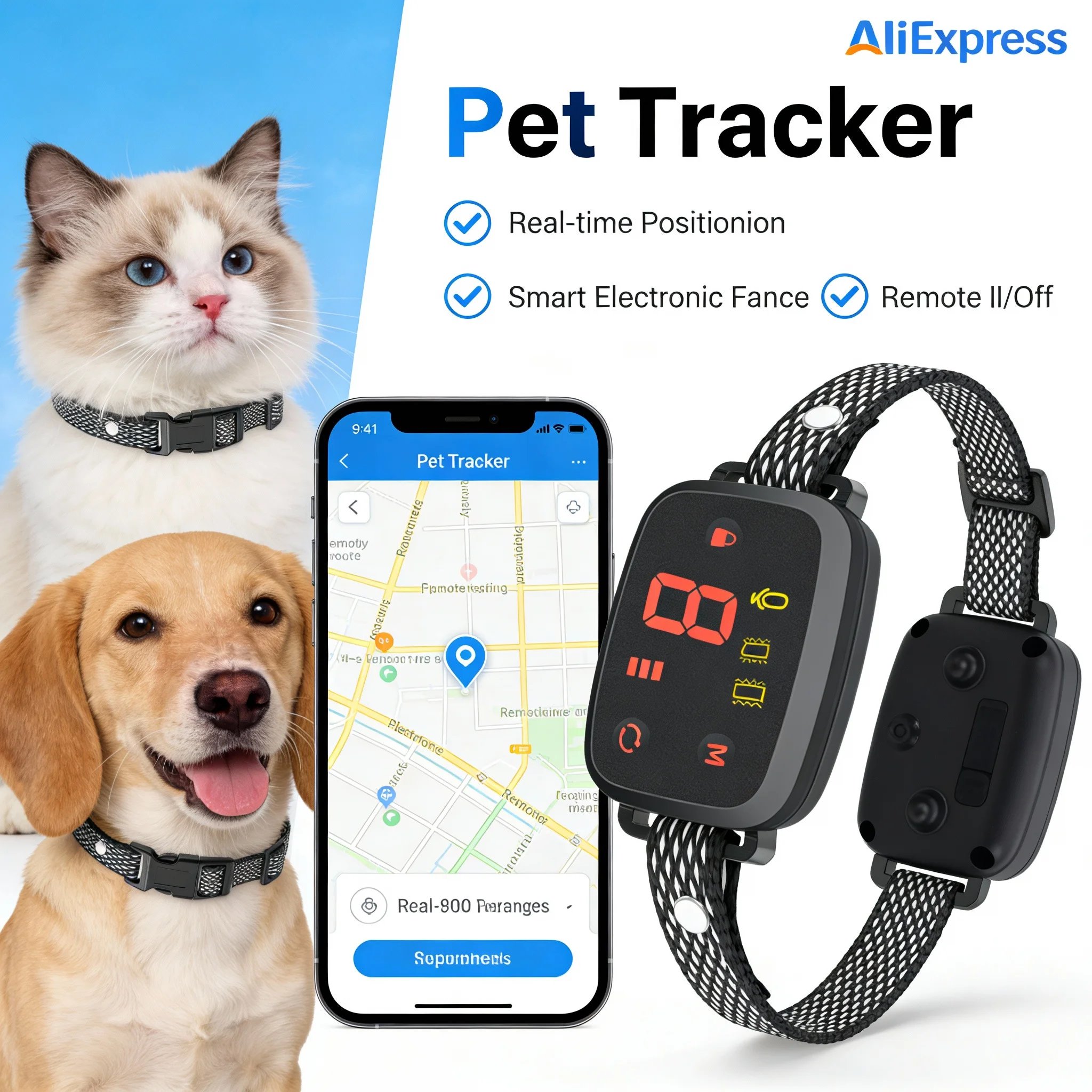 4G pet GPS tracker with collar,real time tracking Waterproof Digital Display, Touch Charging, Color Screen
4G pet GPS tracker with collar,real time tracking Waterproof Digital Display, Touch Charging, Color Screen