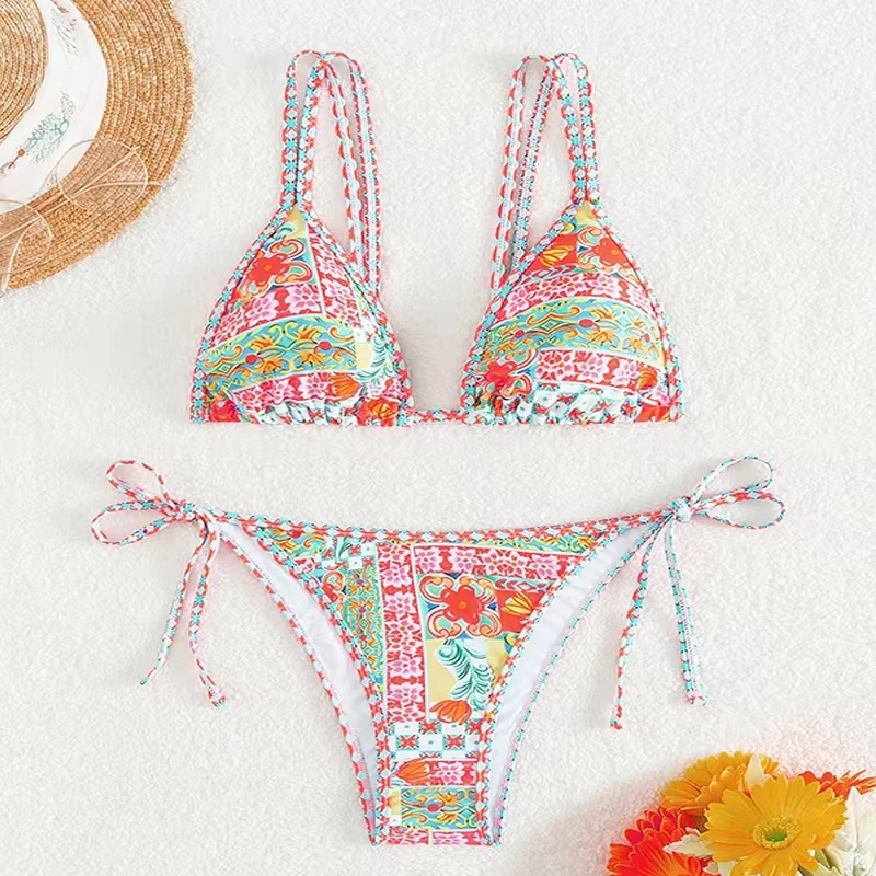 Vintage Print String Bikini Y2K Boho Swimsuit Lace Up Backless Beach Outfit Bath Suit Women Swimwear Biquinis Feminino Sexys Set
Vintage Print String Bikini Y2K Boho Swimsuit Lace Up Backless Beach Outfit Bath Suit Women Swimwear Biquinis Feminino Sexys Set