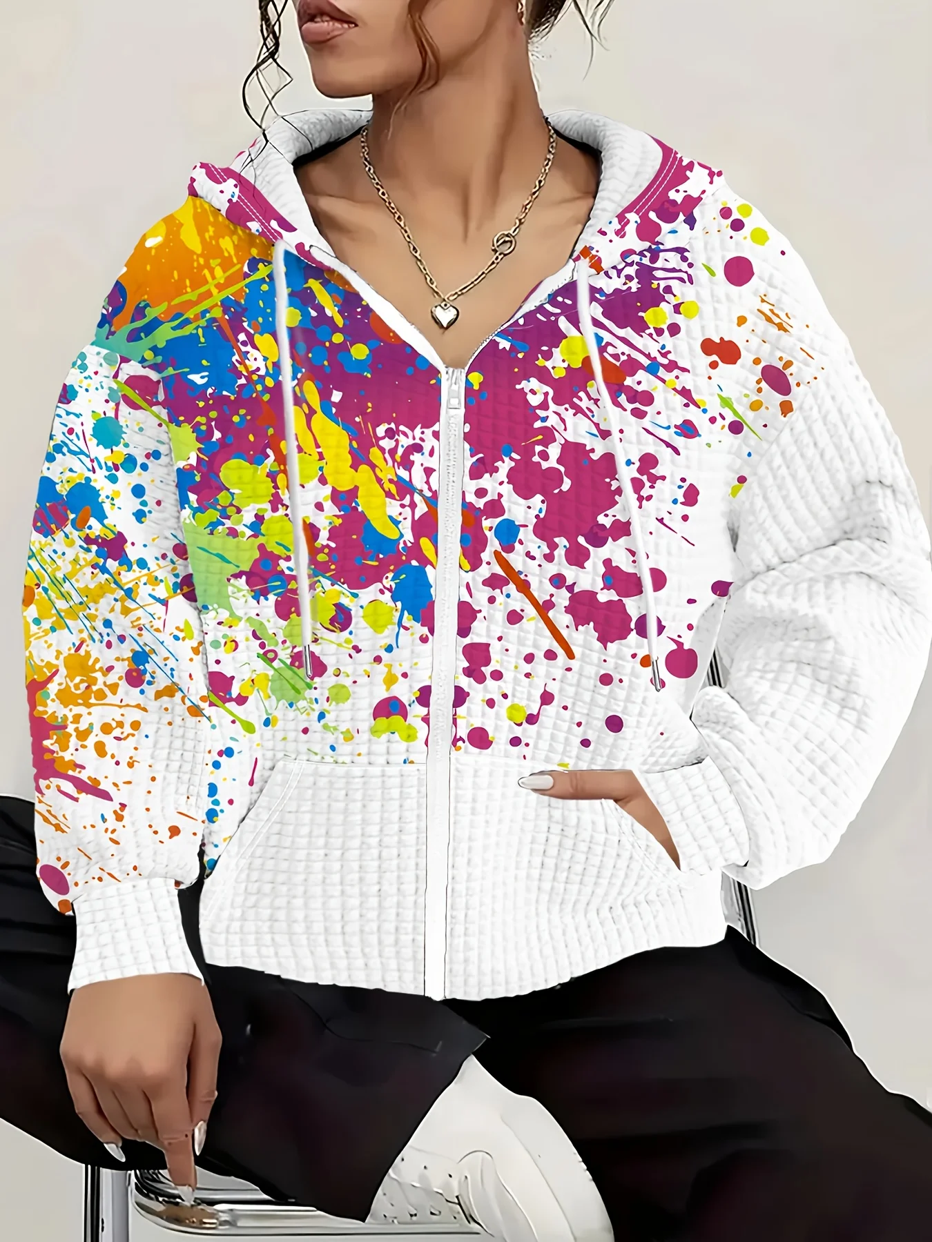 Printed Design Casual style colorful patterned hooded jacket
Printed Design Casual style colorful patterned hooded jacket