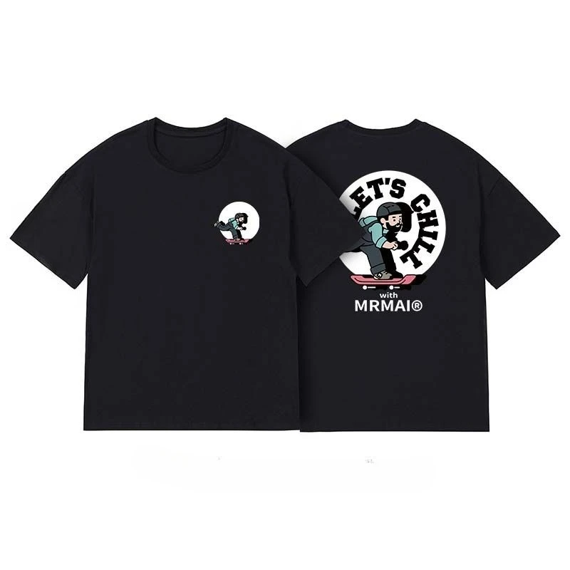 MRMAI CHILL Series Summer Skateboard-themed White and Black American Retro Short-sleeved T-shirts for Couples
MRMAI CHILL Series Summer Skateboard-themed White and Black American Retro Short-sleeved T-shirts for Couples