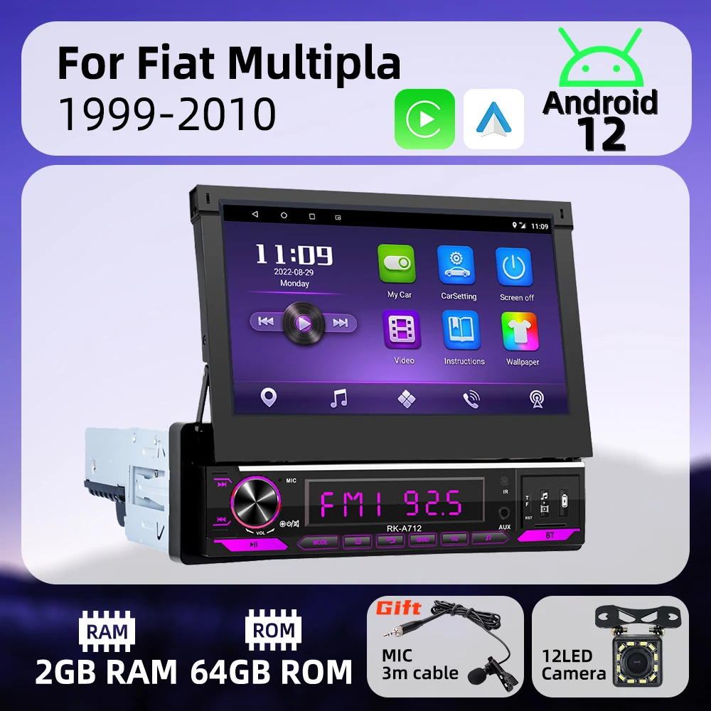 7-дюймовый выдвижной экран 1 Din Android радио для Fiat Multipla 1999-2010 Carplay Android Авто Мультимедиа Стерео головное устройство GPS
7-дюймовый выдвижной экран 1 Din Android радио для Fiat Multipla 1999-2010 Carplay Android Авто Мультимедиа Стерео головное устройство GPS