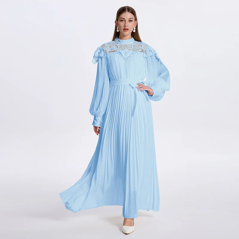 Весенне-летнее однотонное полое шифоновое длинное платье для женщин, брендовое, качественное, с вышивкой, кружевом, А-силуэт, с длинными рукавами, плиссированное, вечернее платье
Весенне-летнее однотонное полое шифоновое длинное платье для женщин, брендовое, качественное, с вышивкой, кружевом, А-силуэт, с длинными рукавами, плиссированное, вечернее платье