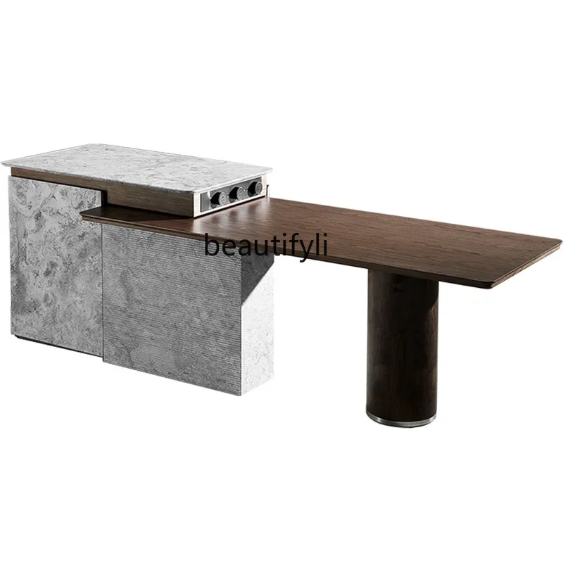 Light luxury marble island dining table integrated table retractable solid wood dining island plus fallen table retro style
Light luxury marble island dining table integrated table retractable solid wood dining island plus fallen table retro style