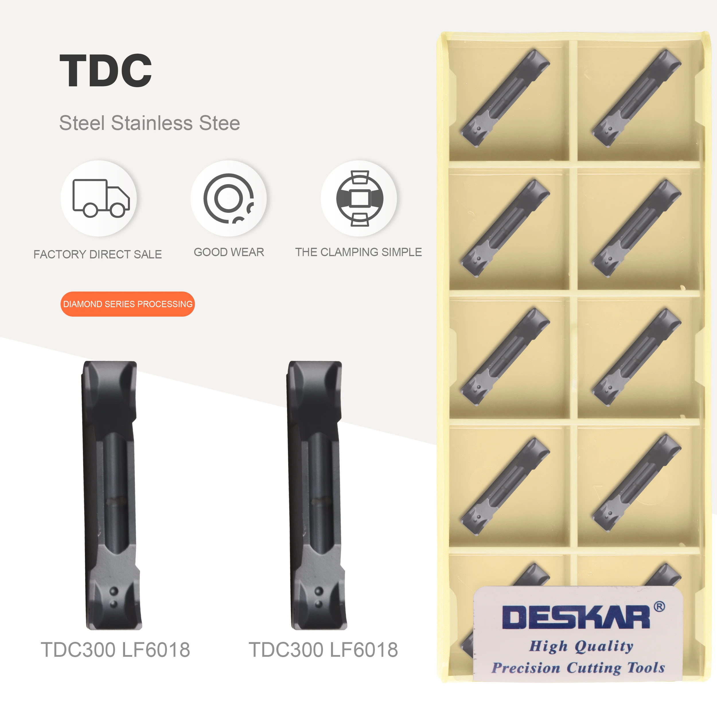 Твердосплавная вставка DESKAR % 100 TDC200 TDC300 TDC400 LF6018 2,0 мм 3,0 мм 4,0 мм для токарного станка с ЧПУ
Твердосплавная вставка DESKAR % 100 TDC200 TDC300 TDC400 LF6018 2,0 мм 3,0 мм 4,0 мм для токарного станка с ЧПУ
