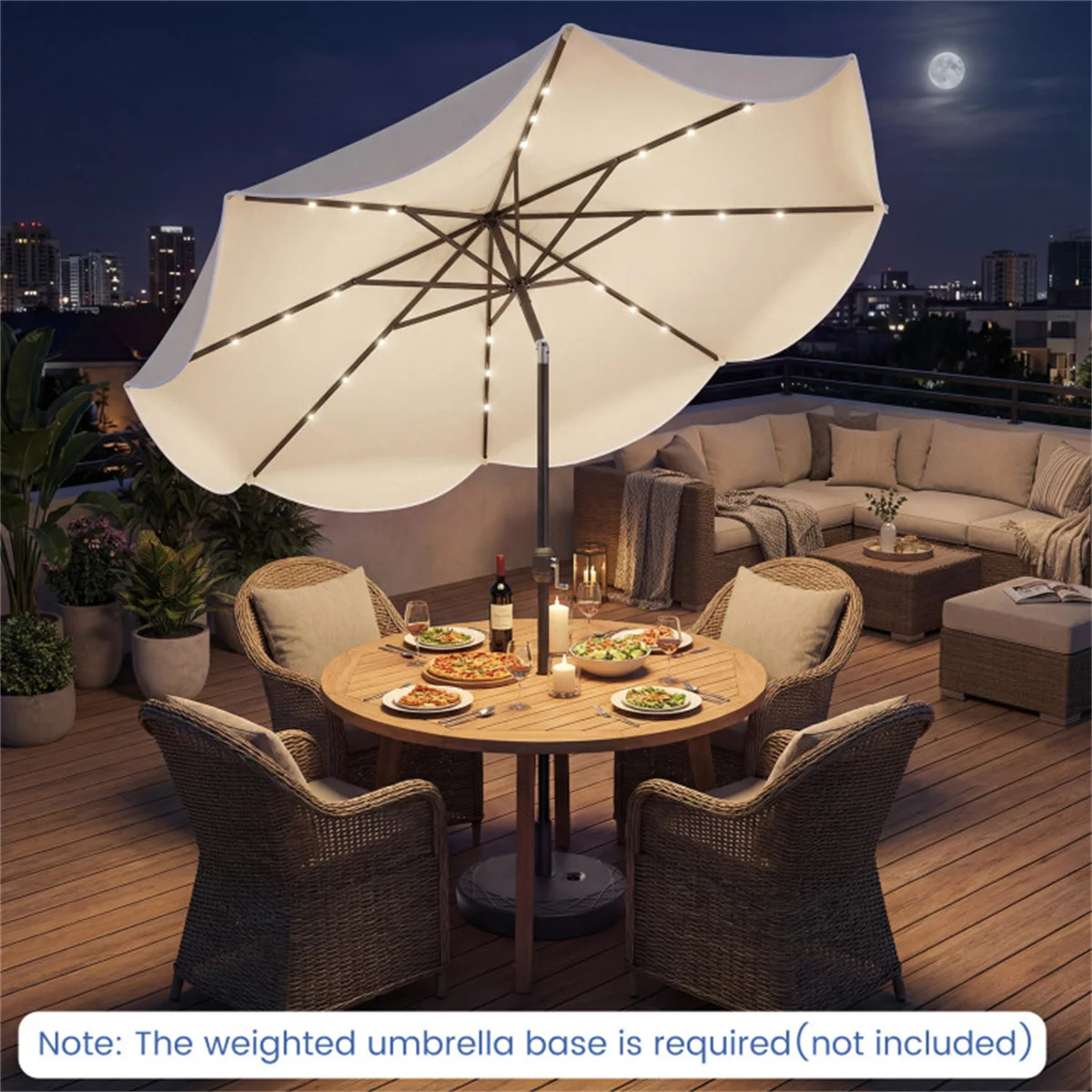 10 Ft Solar Powered Patio Umbrella with 24 LED Lights, Beige Outdoor Market Umbrella
10 Ft Solar Powered Patio Umbrella with 24 LED Lights, Beige Outdoor Market Umbrella