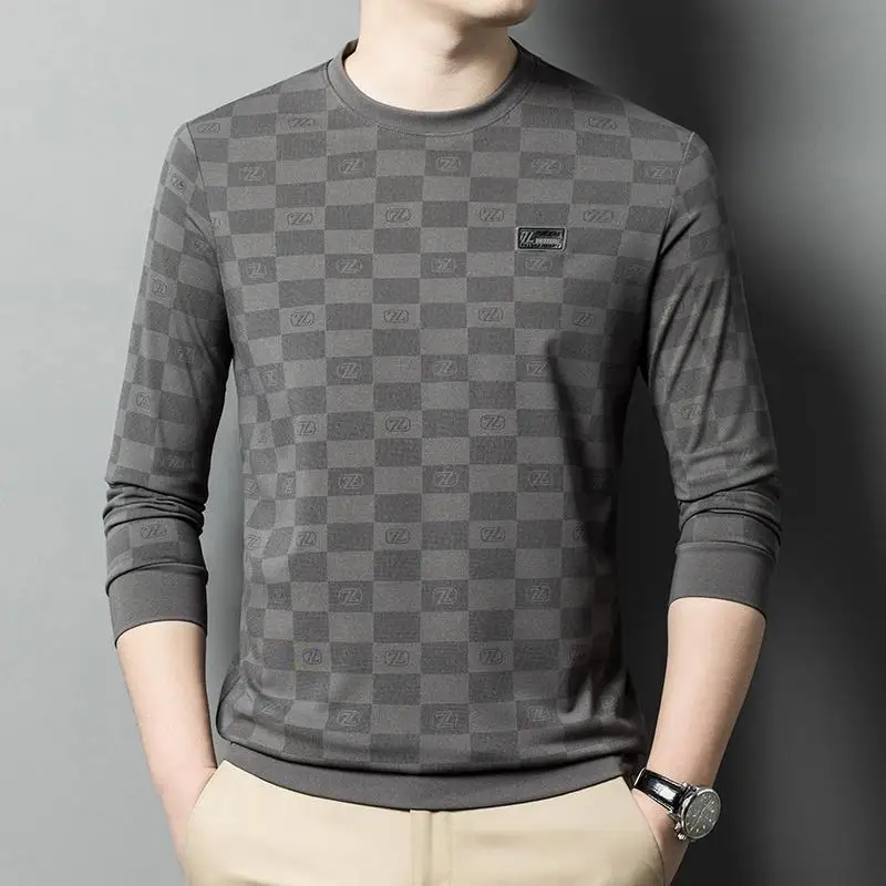 Spring Autumn Men Elastic Comfortable T-shirt Long Sleeve Printing Young Style Loose Block Round Neck All-match Bottoming Tops
Spring Autumn Men Elastic Comfortable T-shirt Long Sleeve Printing Young Style Loose Block Round Neck All-match Bottoming Tops