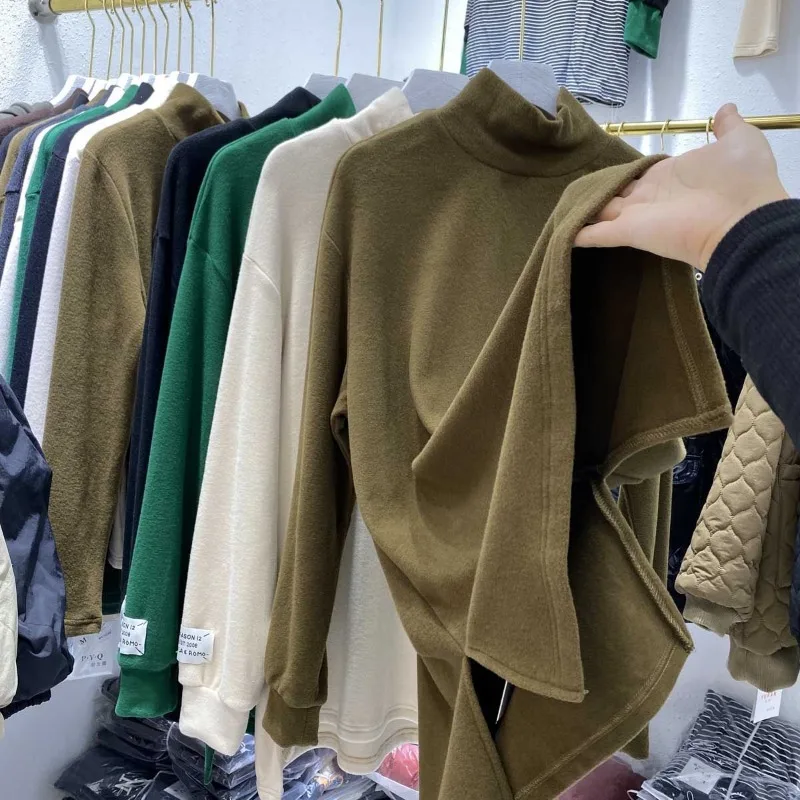 Матовая немецкая бархатная полуводолазка для женщин, осенне-зимняя многослойная рубашка средней длины с внутренней стороны, свободный верхний топ
Матовая немецкая бархатная полуводолазка для женщин, осенне-зимняя многослойная рубашка средней длины с внутренней стороны, свободный верхний топ