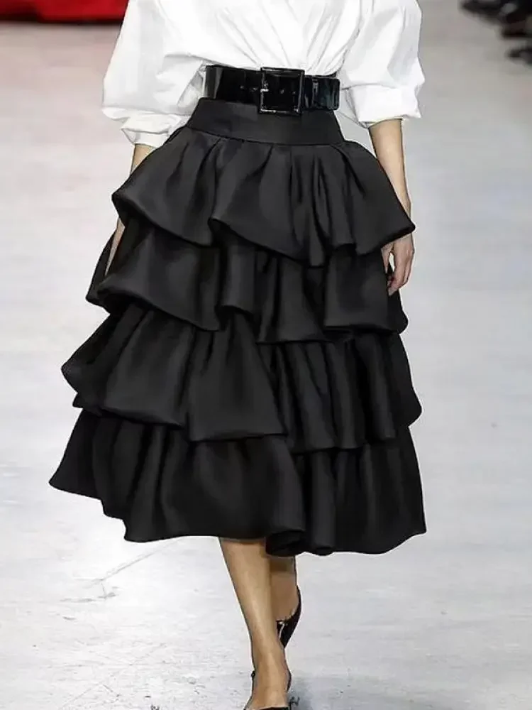 Women Fashion Falbala Layered Elegant Party Evening Skirts 2025 New Spring Summer Loose No Belt High Waist Black A-Line Skirt
Women Fashion Falbala Layered Elegant Party Evening Skirts 2025 New Spring Summer Loose No Belt High Waist Black A-Line Skirt