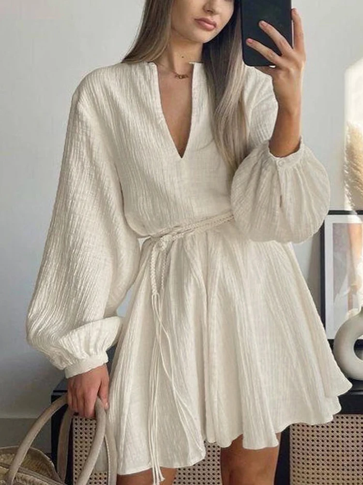 Mueyaruho 2025 Summer Autumn Women Solid Long Sleeve Mini Dress V-neck Aline Flare Short Dress For Women
Mueyaruho 2025 Summer Autumn Women Solid Long Sleeve Mini Dress V-neck Aline Flare Short Dress For Women