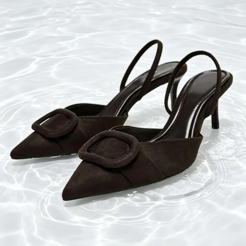 Coffee Faux Suede High-heel Sandal Women Fashion Pointy Toe Square Buckle Thin Heel Pumps Elegant Commuter Office Shoe Sandalias
Coffee Faux Suede High-heel Sandal Women Fashion Pointy Toe Square Buckle Thin Heel Pumps Elegant Commuter Office Shoe Sandalias