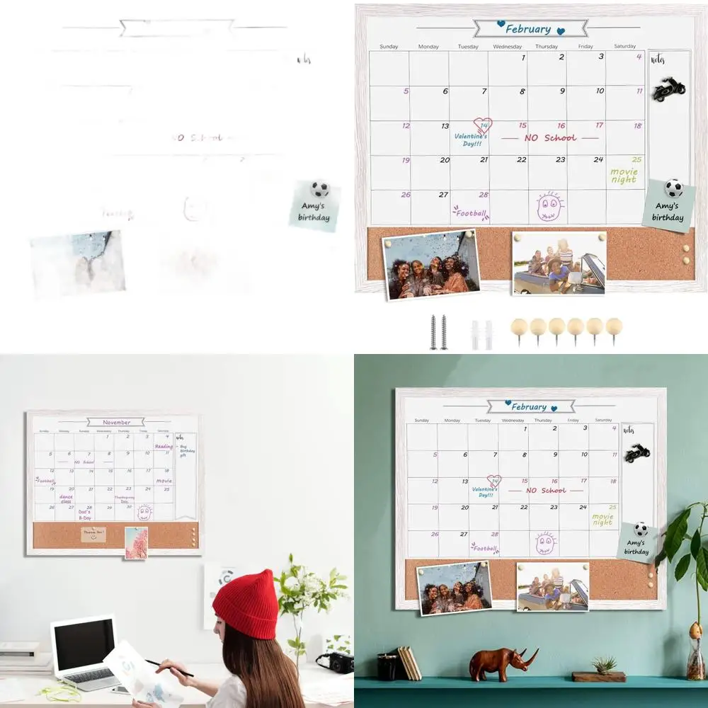 Magnetic Dry Erase Board & Cork Calendar Combo, 23.6x31.5 Framed Wall Whiteboard
Magnetic Dry Erase Board & Cork Calendar Combo, 23.6x31.5 Framed Wall Whiteboard