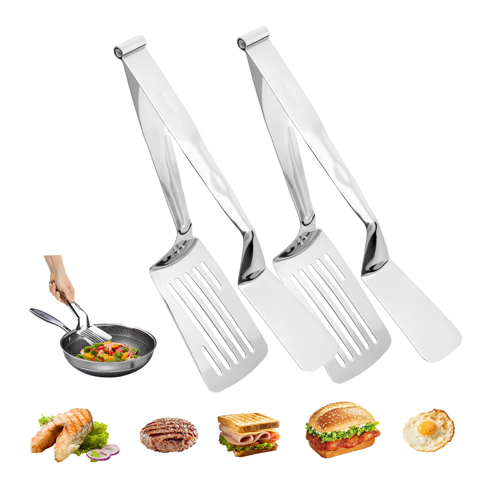 11 Inch Stainless Steel Cooking Tongs Metal Spatula BBQ Tong 2 in1 Multifunc Kitchen Flipping Tong Stir Frying Meat Food Spatula
11 Inch Stainless Steel Cooking Tongs Metal Spatula BBQ Tong 2 in1 Multifunc Kitchen Flipping Tong Stir Frying Meat Food Spatula