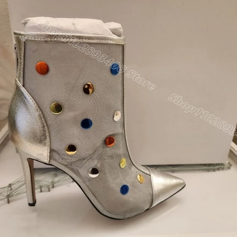 Splicing Air Mesh Rivet Decor Boots Pointed Toe Stiletto Heels Back Zipper Party Casual Spring Women Shoes Zapatos Para Mujere
Splicing Air Mesh Rivet Decor Boots Pointed Toe Stiletto Heels Back Zipper Party Casual Spring Women Shoes Zapatos Para Mujere