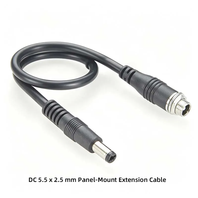 DC 5.5x2.5mm Panel-Mount Power Extension Cable with Male-to-Female DC Plugs for Monitoring LED Power Connection
DC 5.5x2.5mm Panel-Mount Power Extension Cable with Male-to-Female DC Plugs for Monitoring LED Power Connection