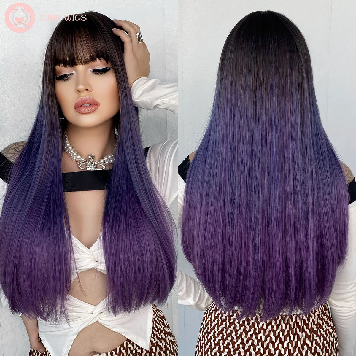 7JHH WIGS Purple Wig for Women Long Straight Wig with Bangs Synthetic Ombre Colored Wigs for Cosplay Party 26 Inch Ombre Purple
7JHH WIGS Purple Wig for Women Long Straight Wig with Bangs Synthetic Ombre Colored Wigs for Cosplay Party 26 Inch Ombre Purple