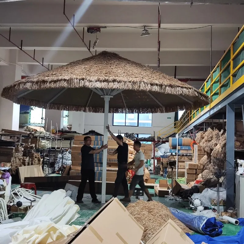 Premium design huge outdoor thatched terrace beach umbrella with Hawaiian fringed aluminum frame
Premium design huge outdoor thatched terrace beach umbrella with Hawaiian fringed aluminum frame