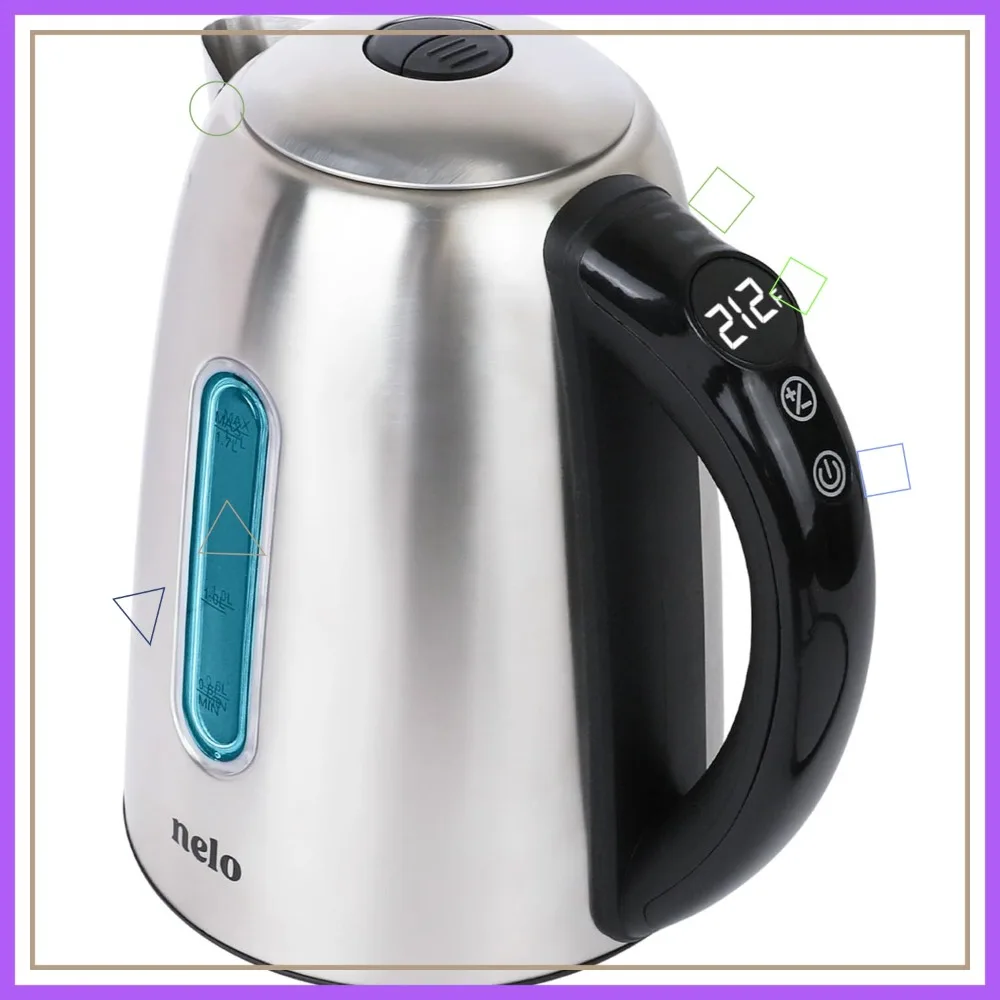 Electric Kettle with 7 Temperature Presets, Digital Display, LED Indicator, Stainless Steel, 1.7L
Electric Kettle with 7 Temperature Presets, Digital Display, LED Indicator, Stainless Steel, 1.7L