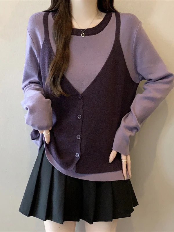 Purple Knitted Sweater Women's Style Layered Shoulder Korean System plus Size Fat MM Early Spring New Arrival Commute Wind
Purple Knitted Sweater Women's Style Layered Shoulder Korean System plus Size Fat MM Early Spring New Arrival Commute Wind