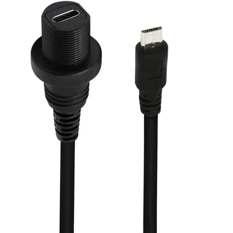 90° Micro USB Male to USB 3.1 Type - C Female Flush Mount Cable - Car & Motorcycle Dashboard Extension
90° Micro USB Male to USB 3.1 Type - C Female Flush Mount Cable - Car & Motorcycle Dashboard Extension