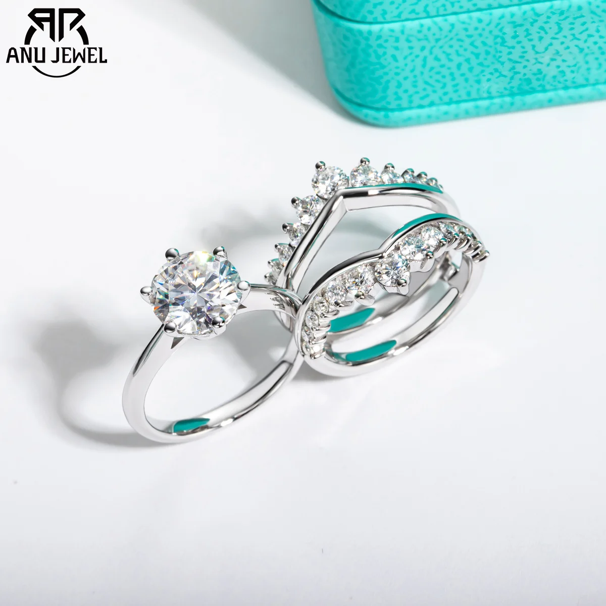 AnuJewel 3CT D Color Moissanite Wedding Bands Bridal Ring Set 18k Gold Plated 925 Sterling Silver for Girls Jewelry Wholesale
AnuJewel 3CT D Color Moissanite Wedding Bands Bridal Ring Set 18k Gold Plated 925 Sterling Silver for Girls Jewelry Wholesale