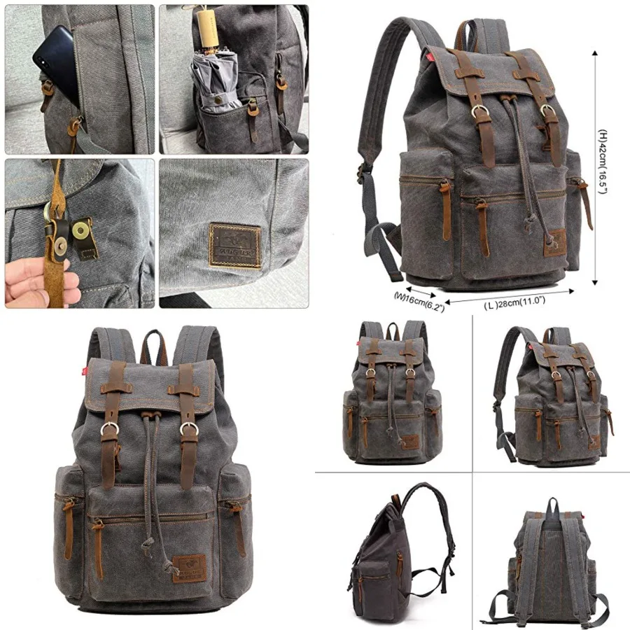 High Capacity Canvas Vintage Backpack - for Camping Hiking Travel 12-15" Laptop Rucksack School Backpack M-Gray
High Capacity Canvas Vintage Backpack - for Camping Hiking Travel 12-15" Laptop Rucksack School Backpack M-Gray