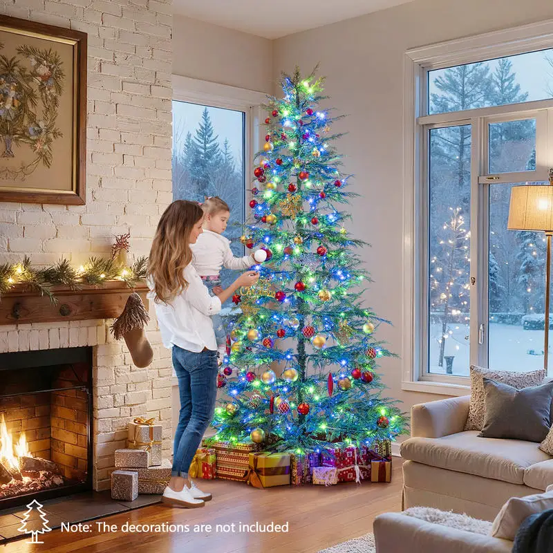 7.5 Feet Artificial Christmas Tree with Branch Tips and Colorful LED Lights
7.5 Feet Artificial Christmas Tree with Branch Tips and Colorful LED Lights