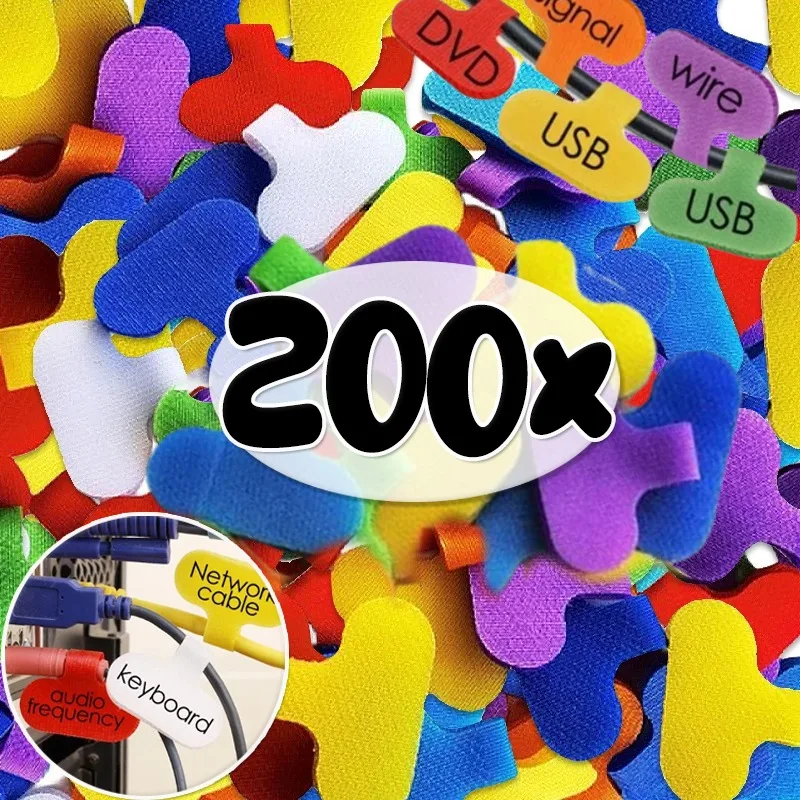 10/200x Self Adhesive Cable Label Writable Data Cord Ties Reusable Cable Tag Colorful Waterproof Cord Labels for Wire Management
10/200x Self Adhesive Cable Label Writable Data Cord Ties Reusable Cable Tag Colorful Waterproof Cord Labels for Wire Management
