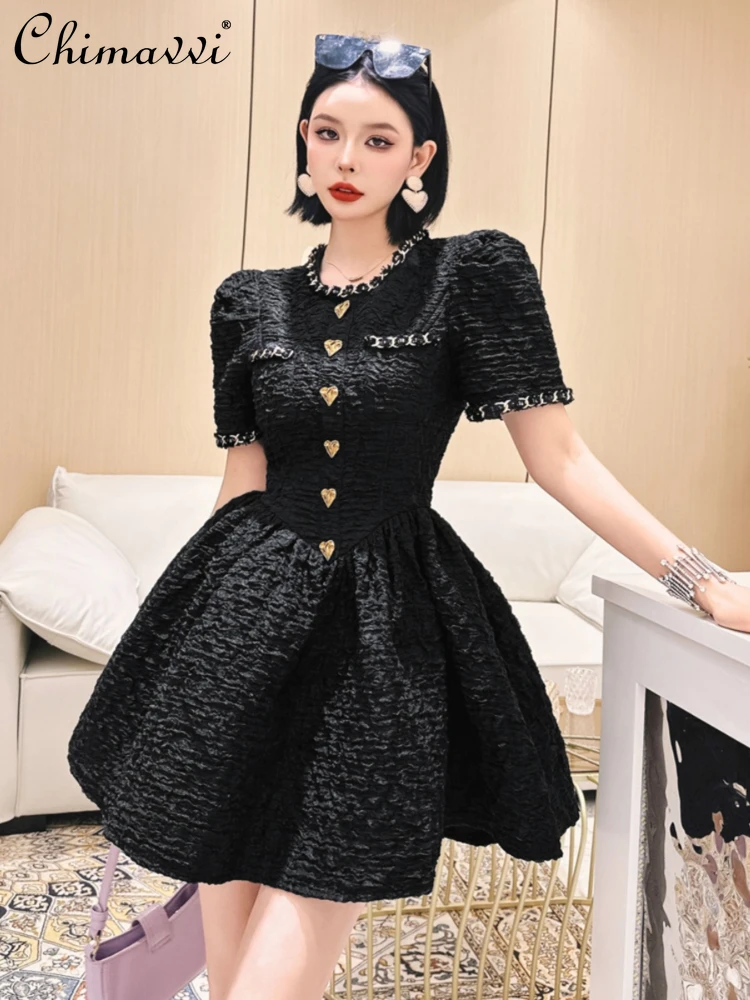 Commute Style Black Dress for Women 2023 Summer New Round Neck Puff Short Sleeve Temperament A- Line Waist Fitted Dress Female
Commute Style Black Dress for Women 2023 Summer New Round Neck Puff Short Sleeve Temperament A- Line Waist Fitted Dress Female