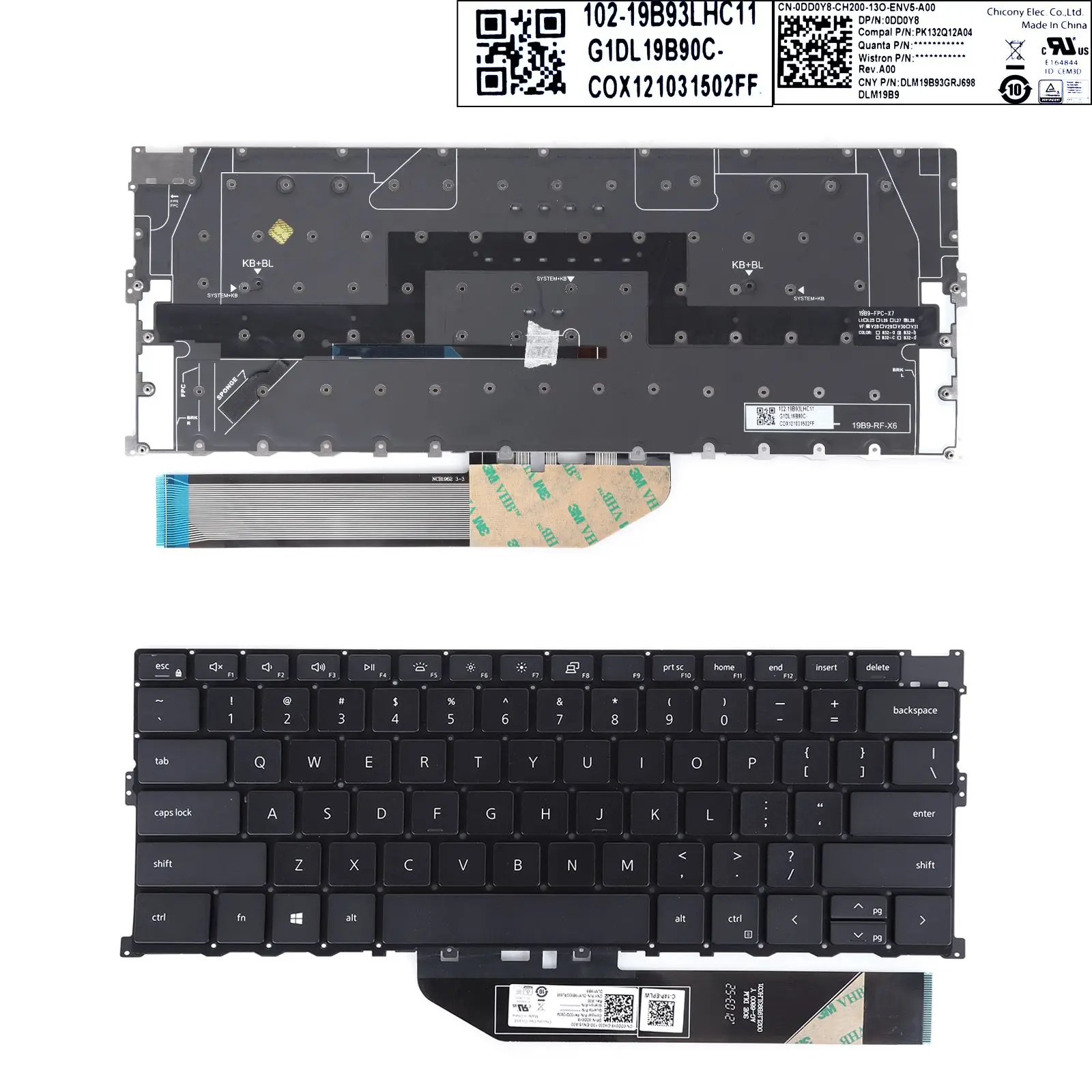 US Keyoard для ноутбука DELL 9300 9310 9301 2020 P117G XPS13, черный/белый с подсветкой
US Keyoard для ноутбука DELL 9300 9310 9301 2020 P117G XPS13, черный/белый с подсветкой