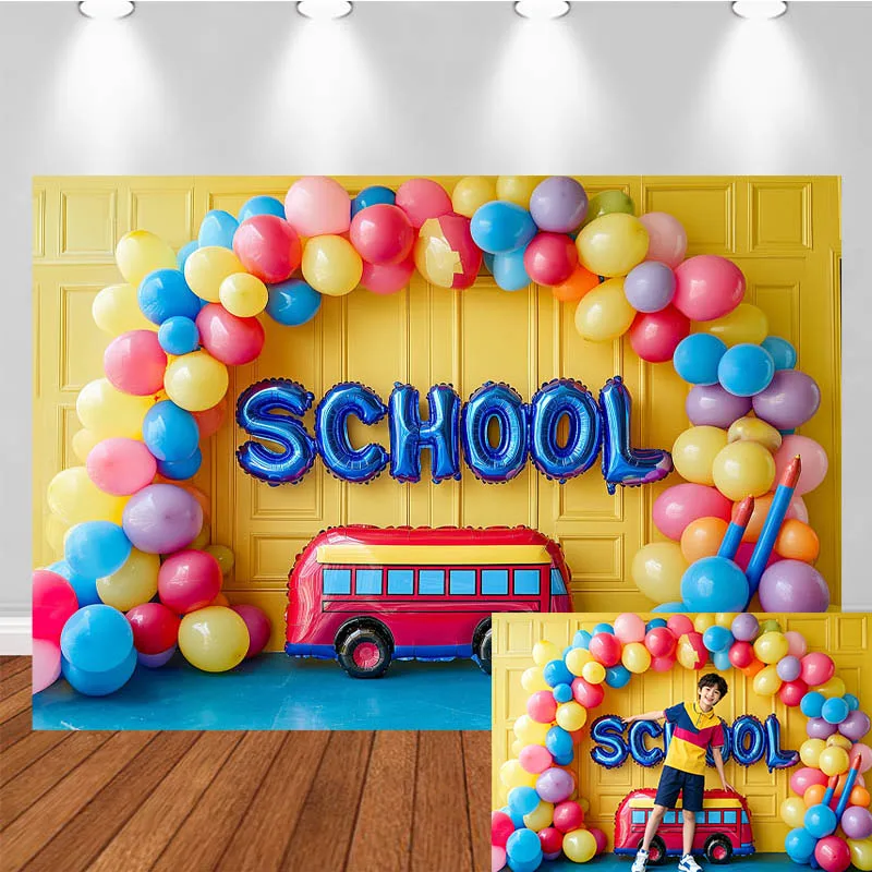 LS School Themed Photography Backdrop Kindergarten Balloon Arch School Bus Decor Party Kids Portrait Photo Background Studio
LS School Themed Photography Backdrop Kindergarten Balloon Arch School Bus Decor Party Kids Portrait Photo Background Studio