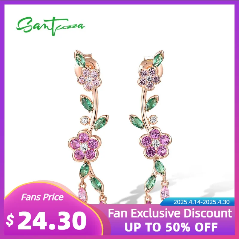 SANTUZZA 100% 925 Sterling Silver Earrings For Women Sparkling Created Pink Sapphire Green Spinel Delicate Gift Fine Jewelry
SANTUZZA 100% 925 Sterling Silver Earrings For Women Sparkling Created Pink Sapphire Green Spinel Delicate Gift Fine Jewelry