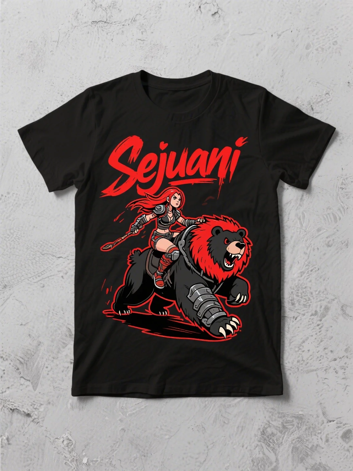 Trendy Cotton T - Shirt: Bold Sejuani Illustration with Red Accents, A Must - Have for League Aficionados Harajuku Gothic Style
Trendy Cotton T - Shirt: Bold Sejuani Illustration with Red Accents, A Must - Have for League Aficionados Harajuku Gothic Style