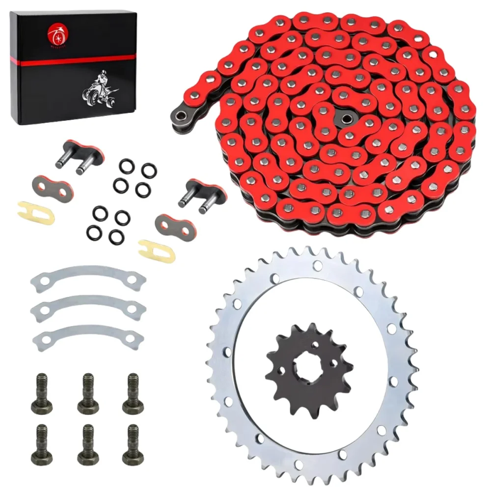 Heavy Duty O-Ring Drive Chain And Drive Sprockets Kit for Yamaha Warrior 350 YFM350X 1989-2004 (Red)
Heavy Duty O-Ring Drive Chain And Drive Sprockets Kit for Yamaha Warrior 350 YFM350X 1989-2004 (Red)