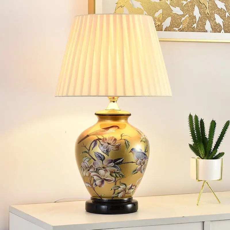 SANDYHA American Flower Bird Ceramic Table Lamp Fabric Lampshade Design LED Floor Lamp Living Room Decor Bedroom Lighting
SANDYHA American Flower Bird Ceramic Table Lamp Fabric Lampshade Design LED Floor Lamp Living Room Decor Bedroom Lighting