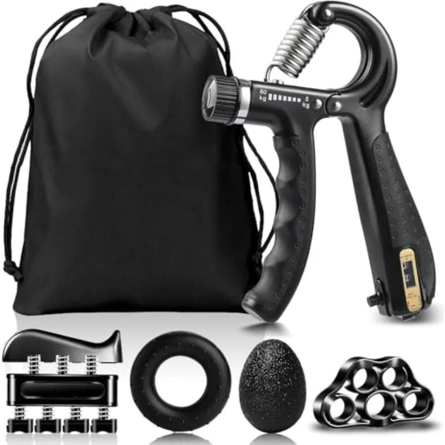 Набор для тренировки силы хвата из 5 предметов: регулируемое сопротивление 5-100 кг с цифровым дисплеем, тренажер для предплечий и растяжки пальцев
Набор для тренировки силы хвата из 5 предметов: регулируемое сопротивление 5-100 кг с цифровым дисплеем, тренажер для предплечий и растяжки пальцев